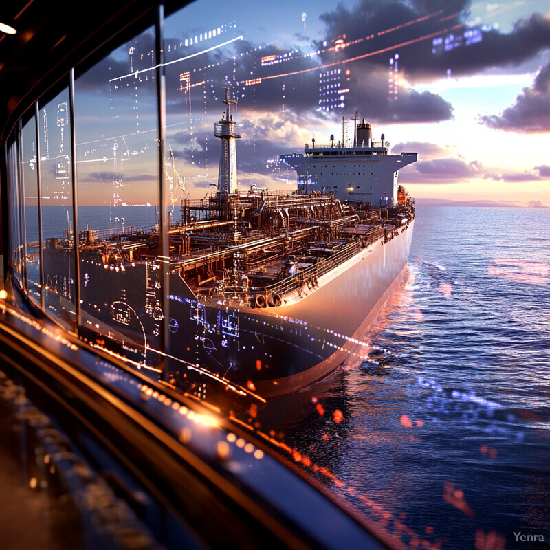 Augmented Reality scene of a ship's bridge crew working together to navigate the vessel.