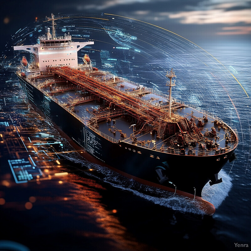 A large ship sails through calm waters under an overcast sky.