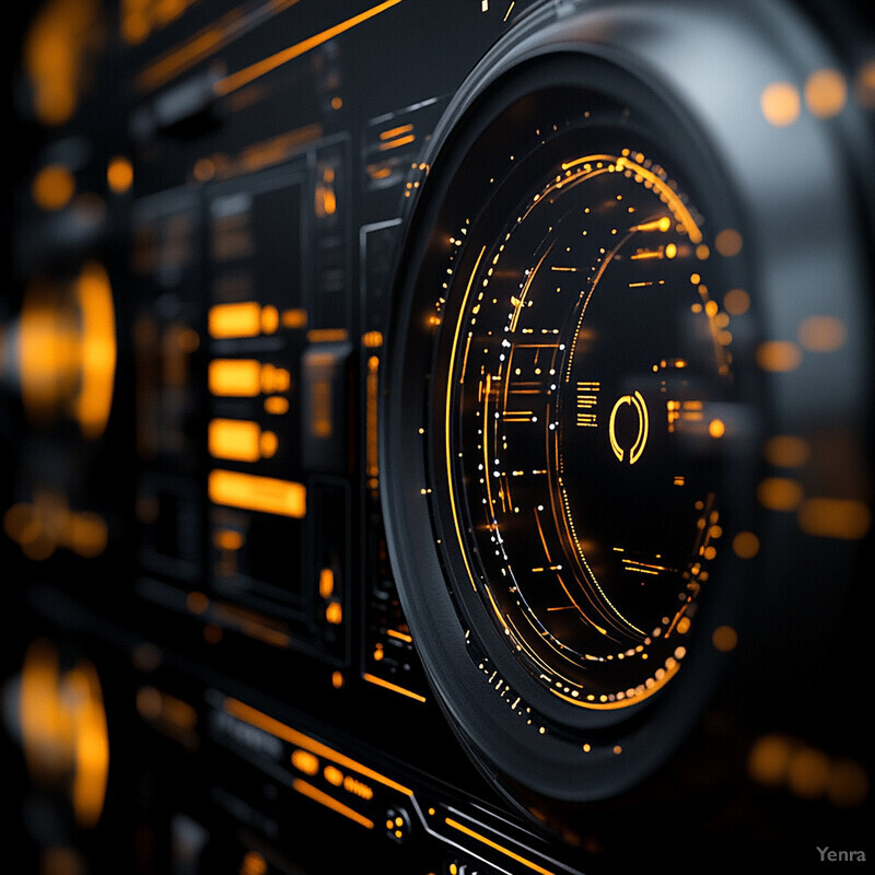 Predictive Maintenance for Navigation Systems represented abstractly with a black background and orange accents.