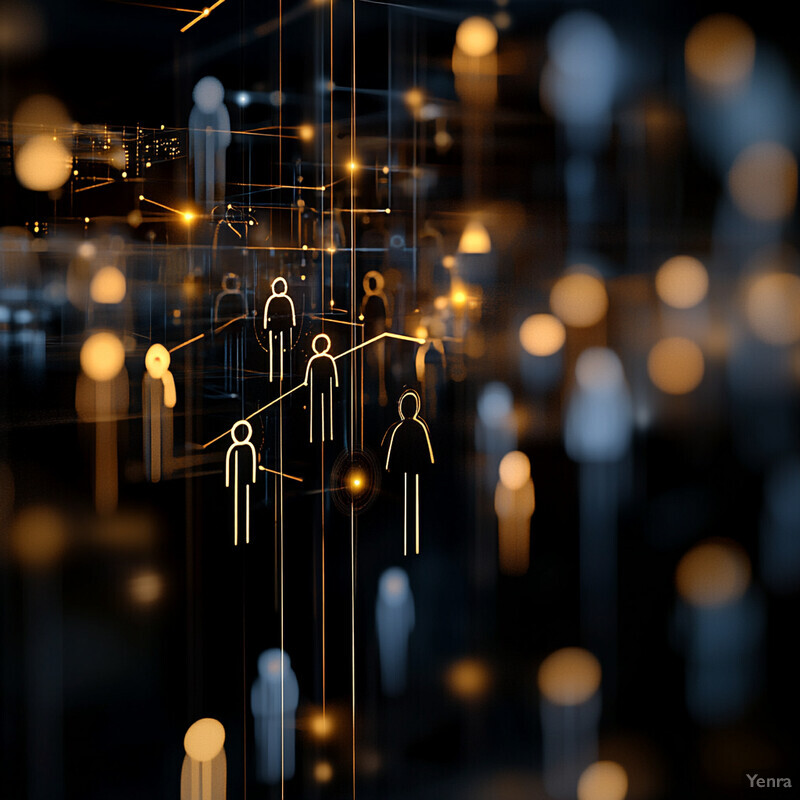 Social influence and network effects visualized through human figures in various orientations.