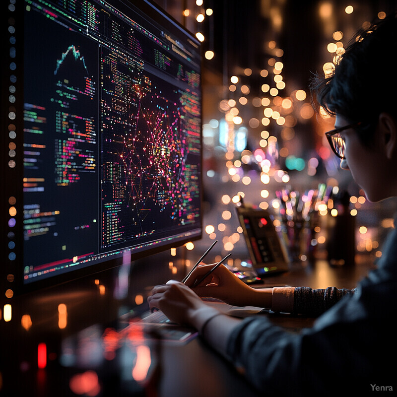 Two people working together on computer programming tasks