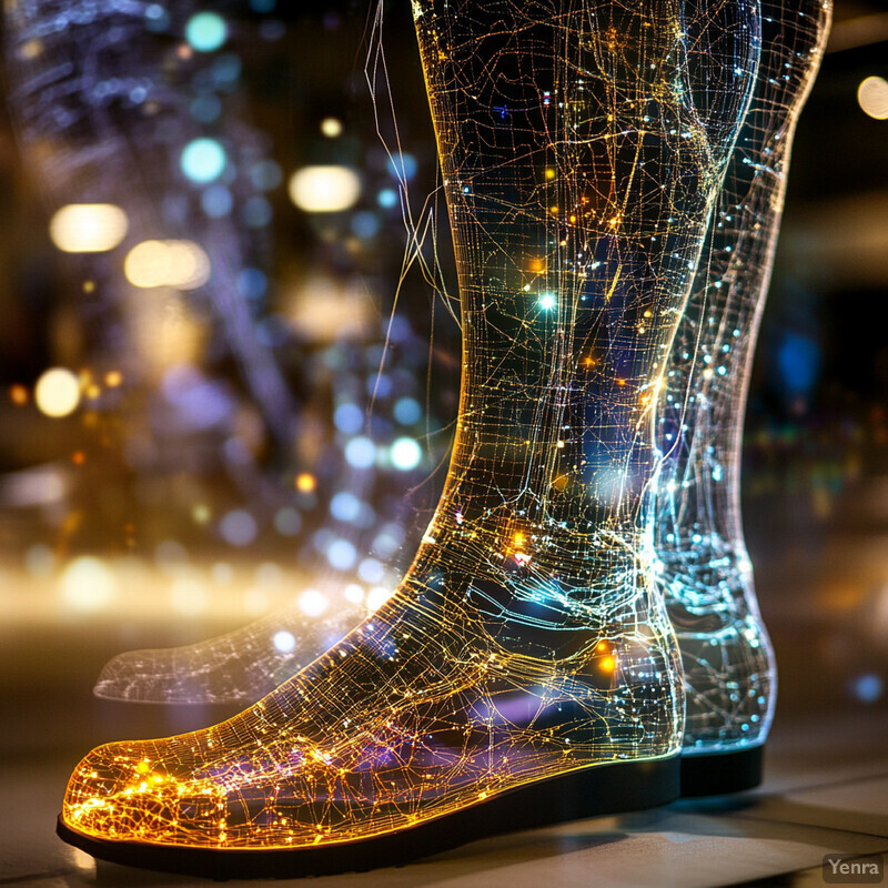 A pair of boots with intricate designs and patterns on them.