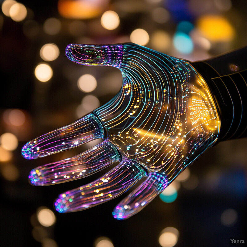 An illustration of a hand with circuitry lines and glowing lights.