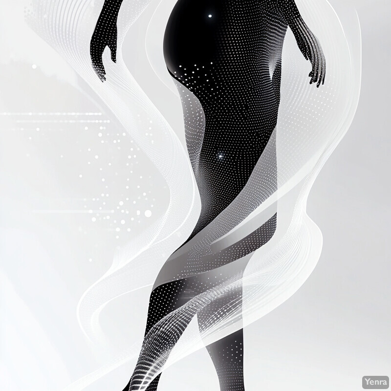 A pregnant woman's silhouette with intricate patterns and a flowing ribbon in a digital illustration.