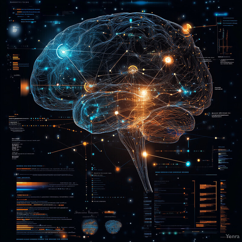 An infographic about Feature Extraction and Selection, featuring a brain diagram with lines connecting different parts of the brain.