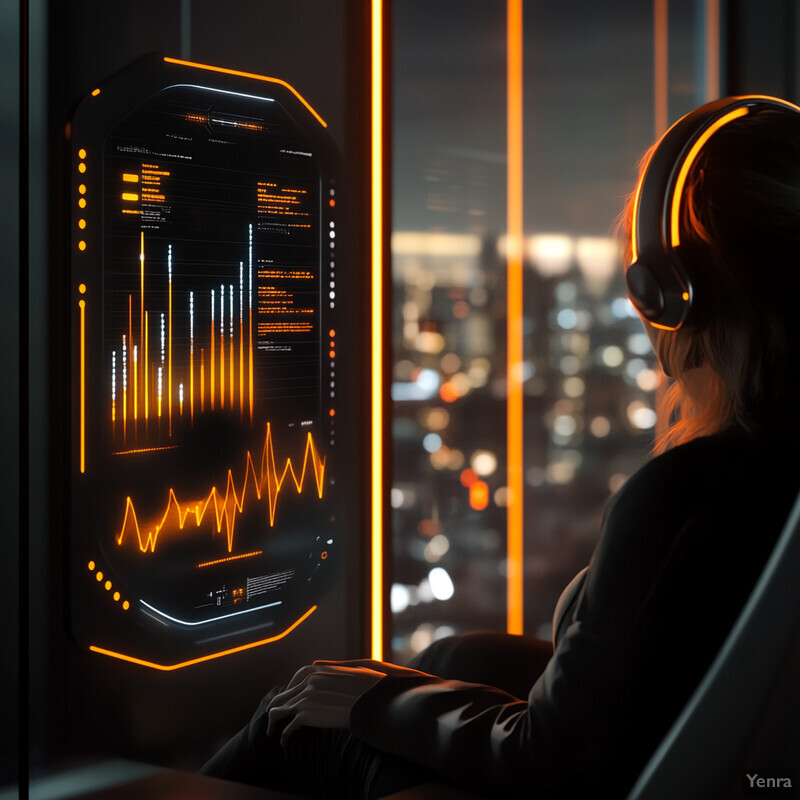 A person is intensely focused on their computer screen while wearing black headphones with orange accents.