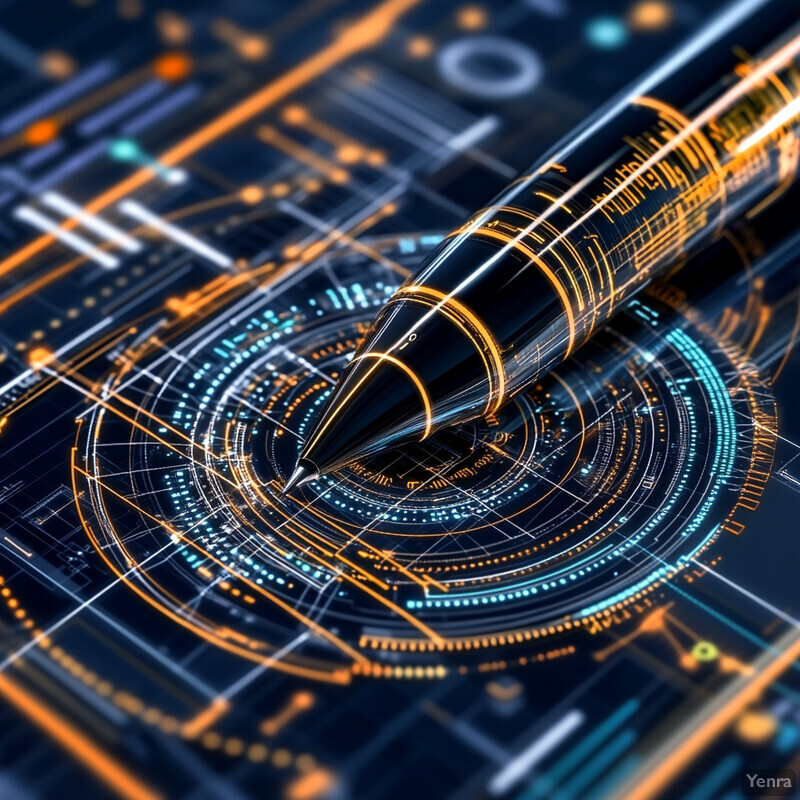 An abstract representation of Automated Documentation and Reporting, characterized by a blend of digital elements on a dark blue background.