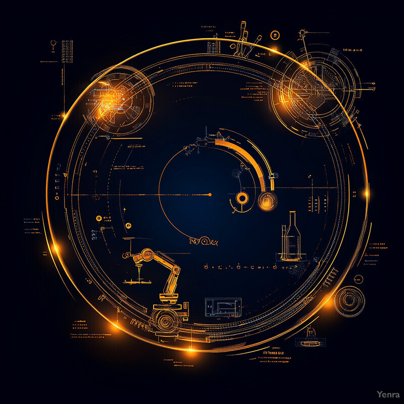 A complex technical diagram with interconnected circles and various symbols, likely related to engineering or scientific concepts.