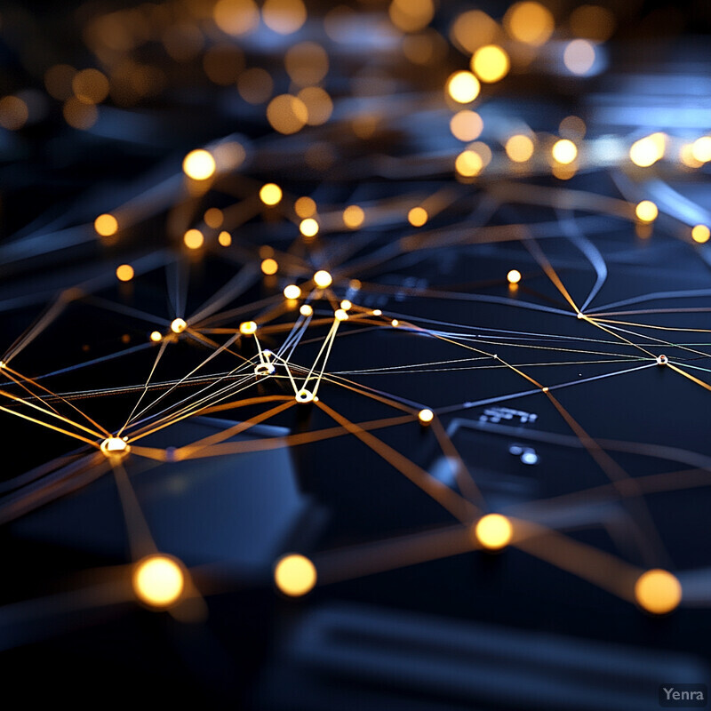 A complex network of interconnected nodes and lines, reminiscent of Graph Neural Networks (GNNs) and Molecular Representations.