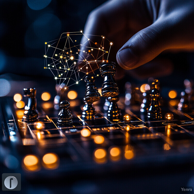 A chess game in progress with a constellation pattern superimposed on top of the board.