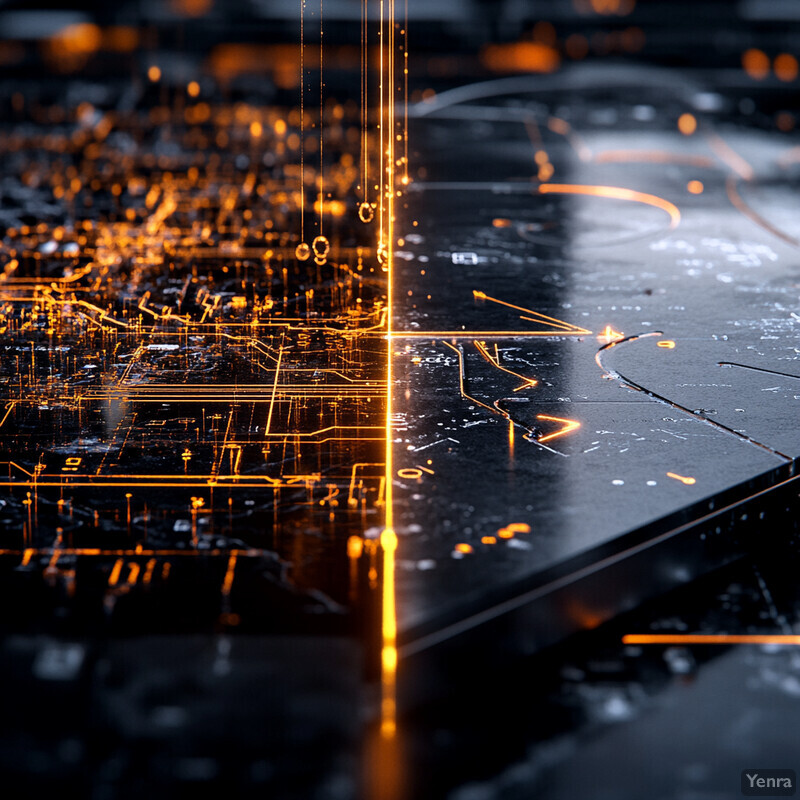 A futuristic cityscape at night, with towering skyscrapers and bustling streets illuminated by neon lights.