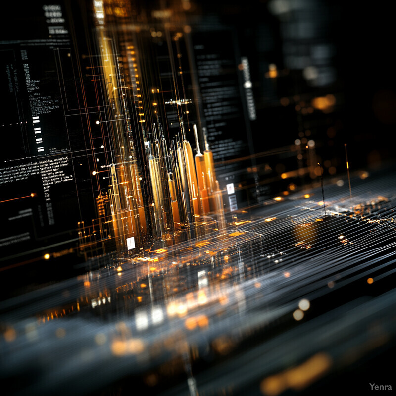 The image is an abstract representation of Optimized Enhanced Oil Recovery (EOR) Strategies, featuring a complex network of lines and shapes in gold and black on a black background.