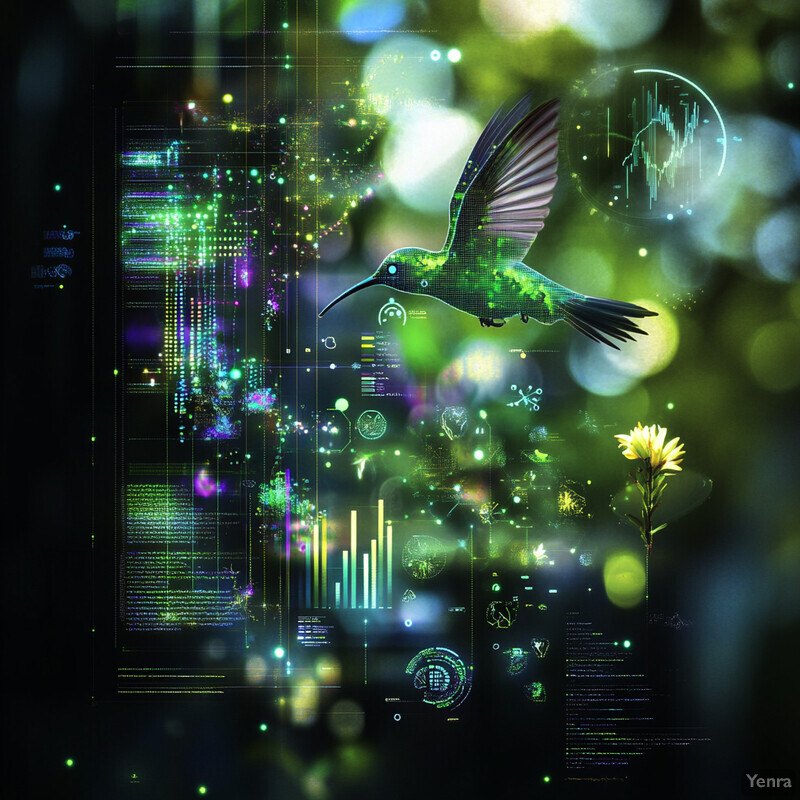 A vibrant digital representation of an ecosystem, showcasing the interconnectedness of its components and highlighting the importance of preserving biodiversity.