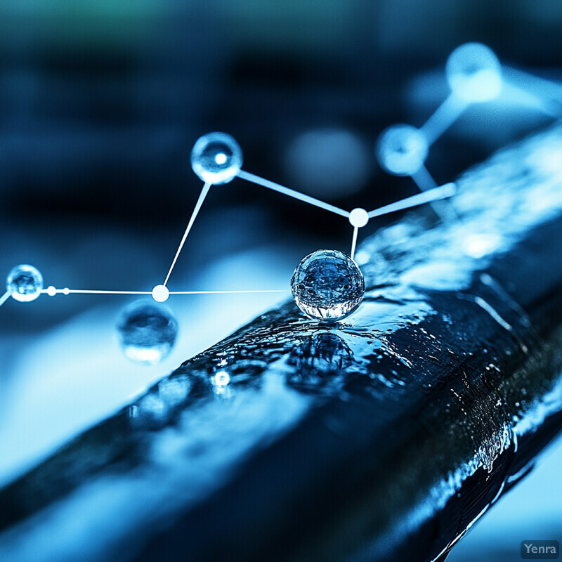 A close-up view of an electrical wire covered in water and ice, with a prominent snowflake-shaped ice formation on top.