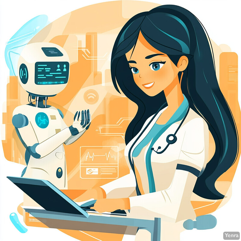 A robot and a doctor work together in a medical setting.