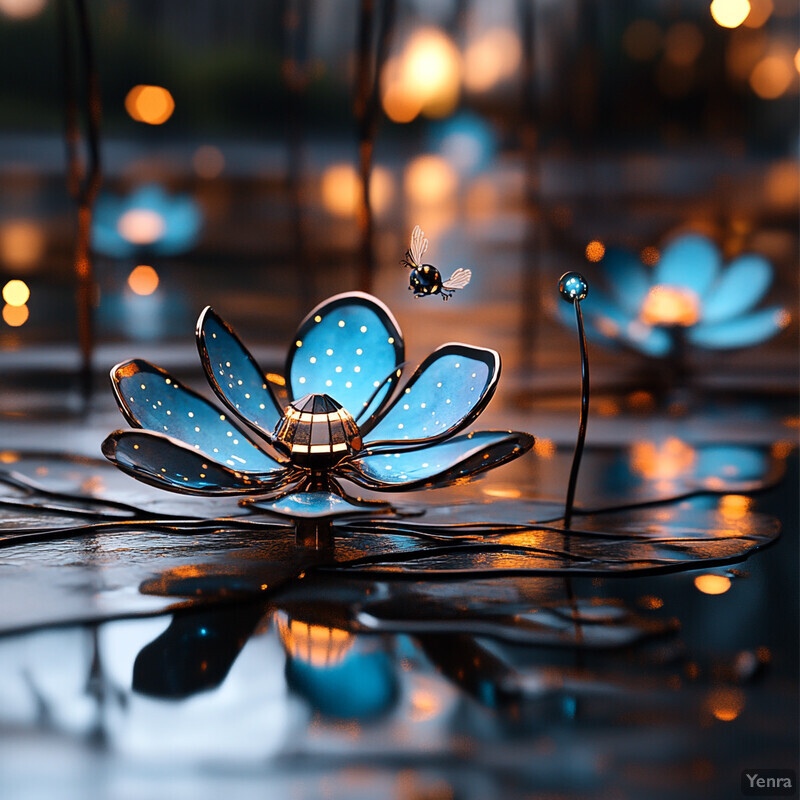 A serene and peaceful scene of a pond with lily pads surrounded by lush greenery.