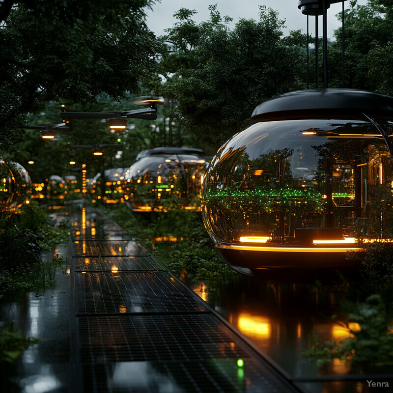 A futuristic city with advanced energy and sustainability optimization technology.