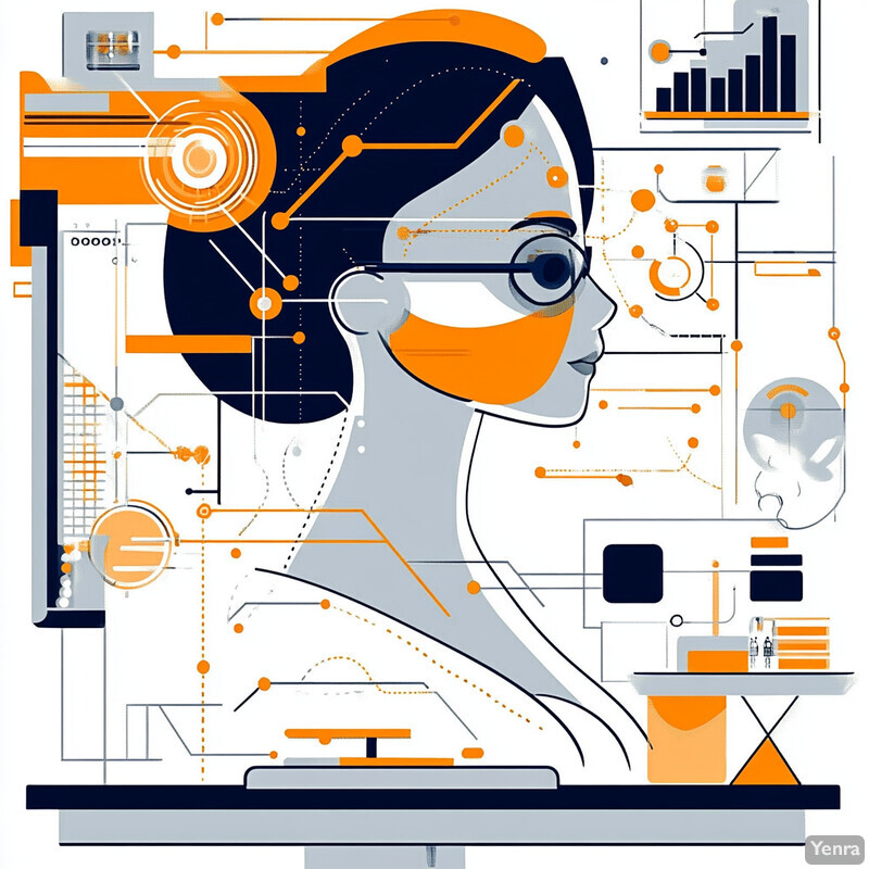 An abstract illustration of a person's head and shoulders surrounded by lines, shapes, and symbols representing cognitive load management in interfaces.