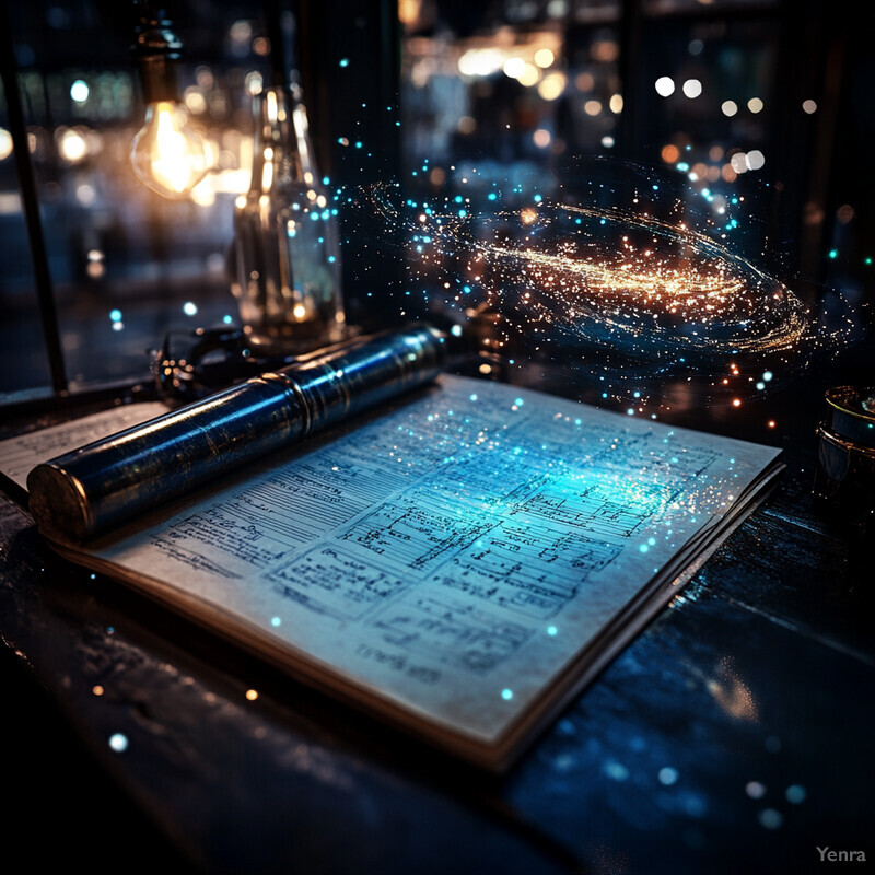 An open book with sheet music on a dark wooden table, surrounded by soft lighting and various objects.