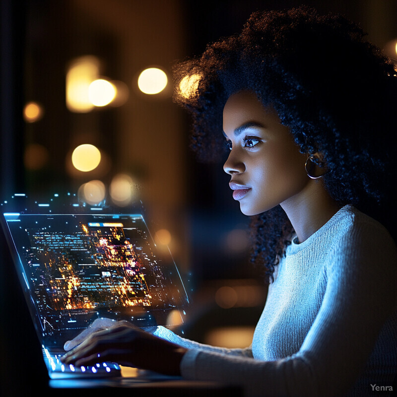 A woman sits at her desk, engrossed in her laptop and surrounded by books.