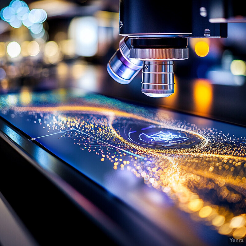 A microscope is used to examine a microscopic specimen on a slide.