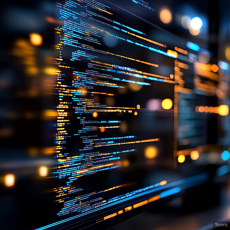 A computer screen displaying lines of code in various colors.