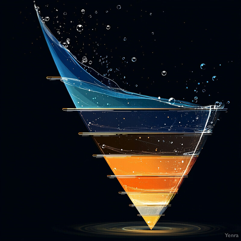 The image represents an abstract conversion funnel with four stages.