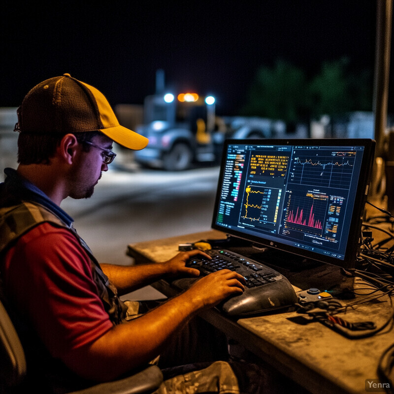 A man working on an Incident Trend Analysis project in front of a computer monitor.