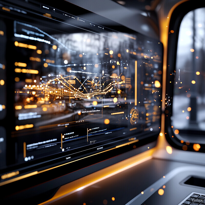 Predictive analytics dashboard for risk assessment in a futuristic bus/train environment.