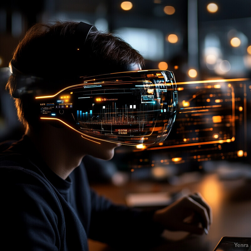 A person wearing virtual reality goggles is intently focused on the digital world unfolding before them.