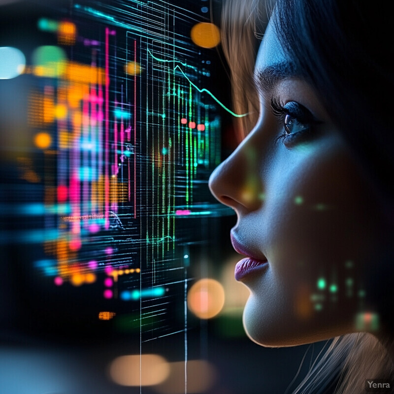 A woman's face with a graph superimposed over it, suggesting a connection between emotions and data analysis.