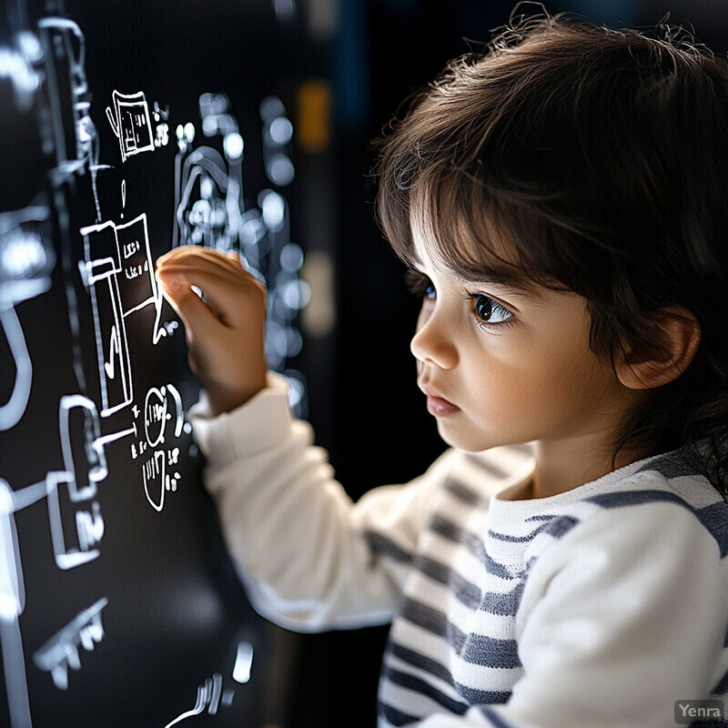 A young child is intently focused on a digital screen.