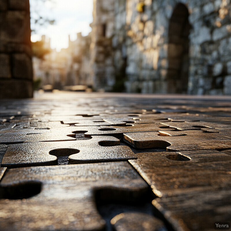 A city street paved with puzzle pieces