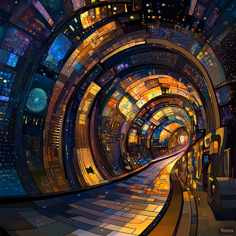 A futuristic tunnel with glowing tiles, evoking a sci-fi atmosphere reminiscent of Star Trek.