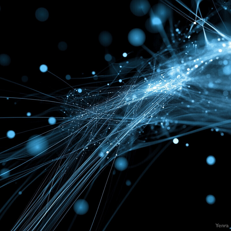 A complex graph-based representation of data relationships.