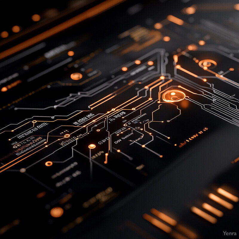 An abstract representation of a computer motherboard or circuit board, featuring complex patterns and interconnected pathways.