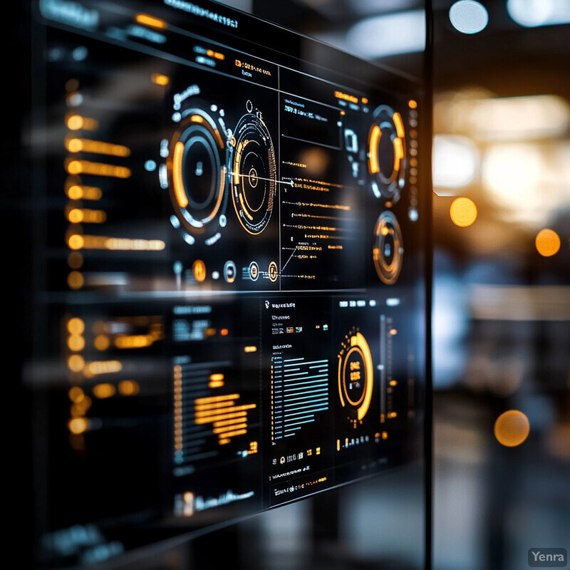 A large screen displaying multiple user-friendly dashboards and analytics in a control room or monitoring center.