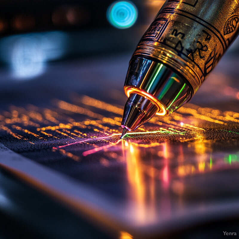 A pen is poised to write on a document.