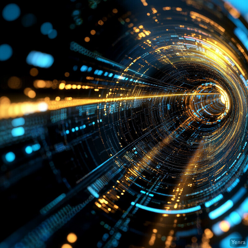 An abstract representation of data integration with Contract Lifecycle Management (CLM), showcasing a complex network of interconnected nodes and lines that convey the flow of information between different stages of the contract lifecycle.