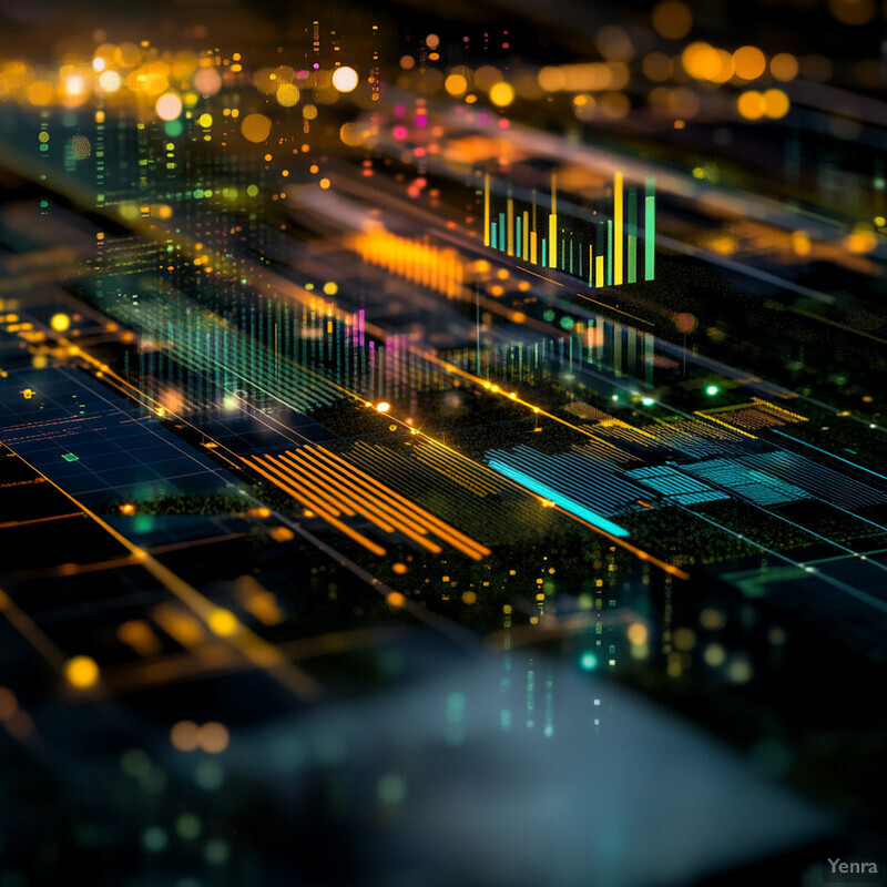 A complex visual representation of a dynamic landscape, possibly related to data analysis or visualization.