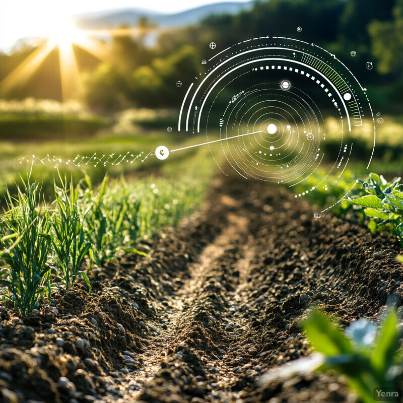 A field of crops or plants growing in well-tended soil.