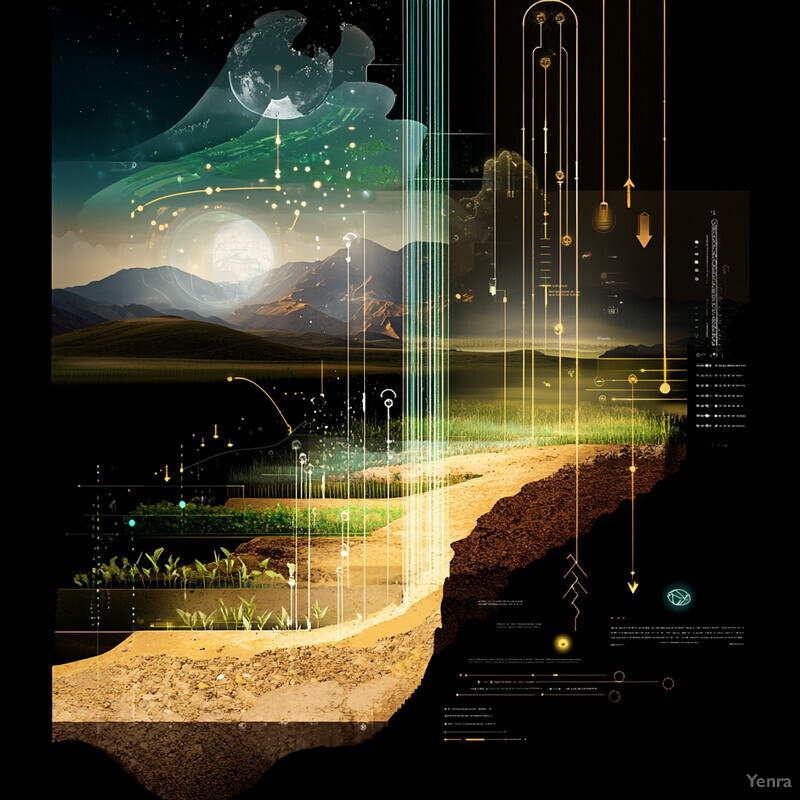 The image illustrates a sustainable nutrient cycle management system, highlighting the interconnected components that contribute to soil fertility and plant growth.