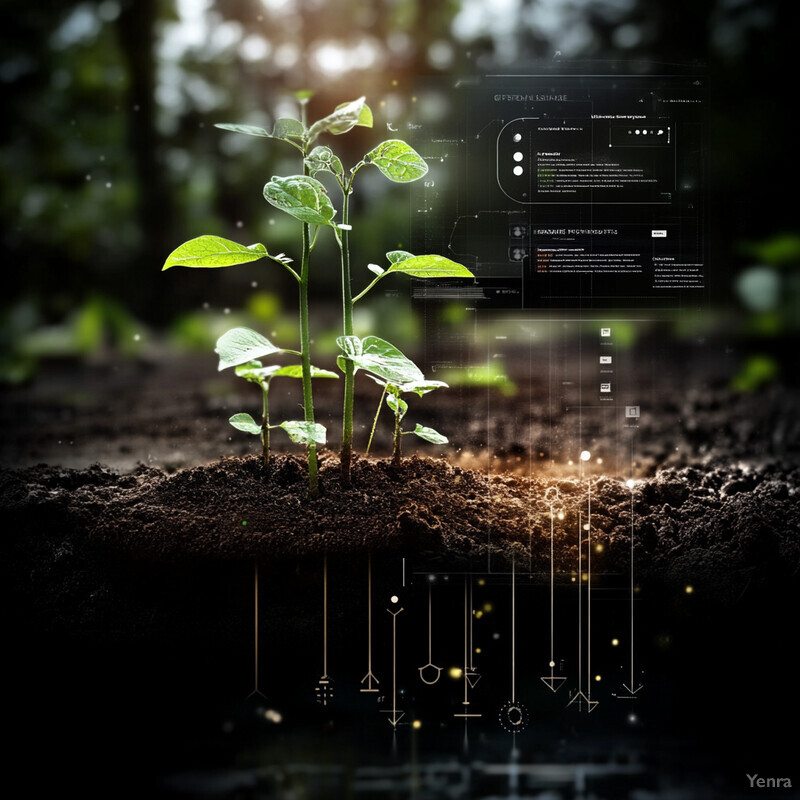 A sustainable nutrient cycle management system with plants growing in soil.