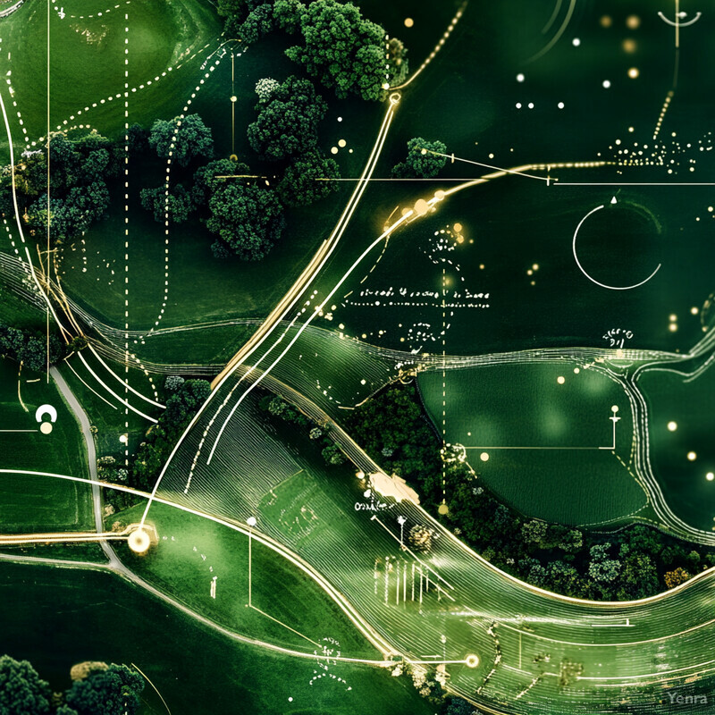 The image presents a comprehensive visual representation of weed management strategies, featuring intricate lines and symbols on a green background with gold accents.