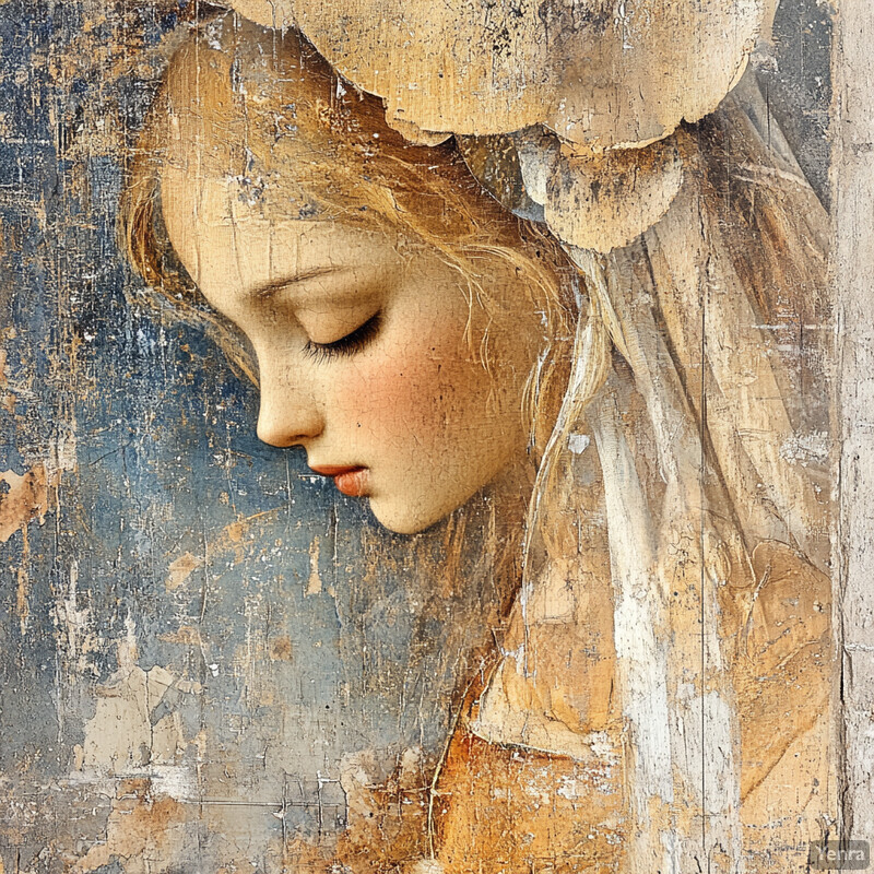 Oil painting of a young girl in contemplation