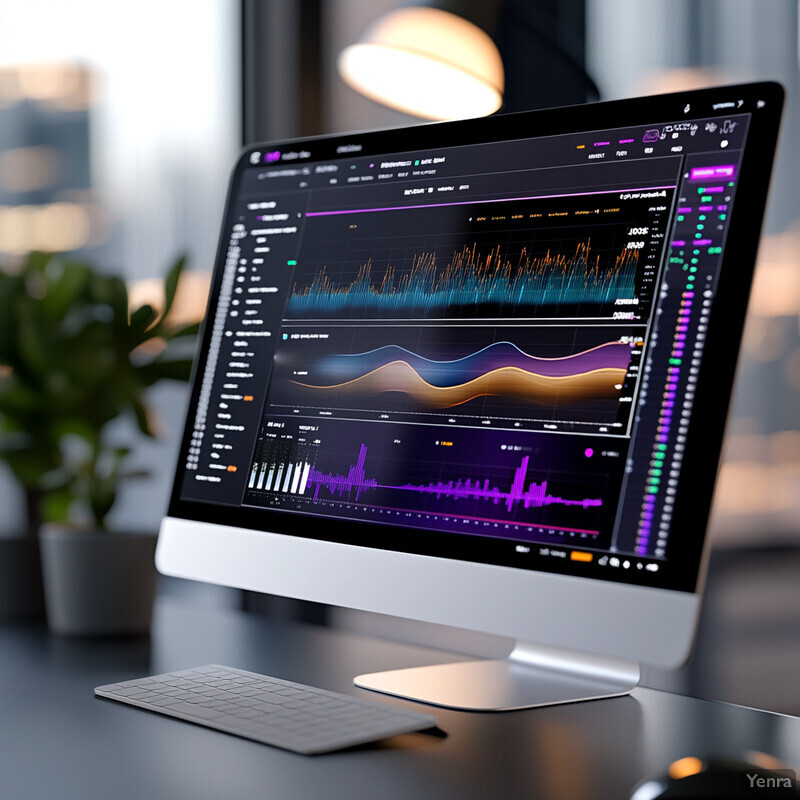 A computer monitor displaying a graph on its screen.