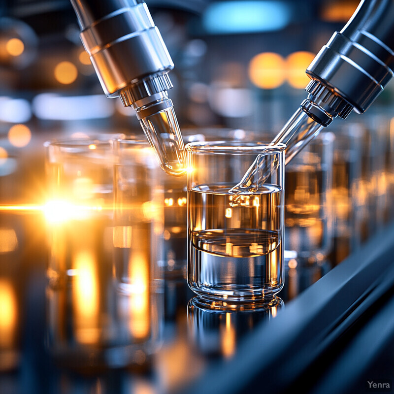 Two microscopes are being used to examine small objects or samples in a laboratory setting.