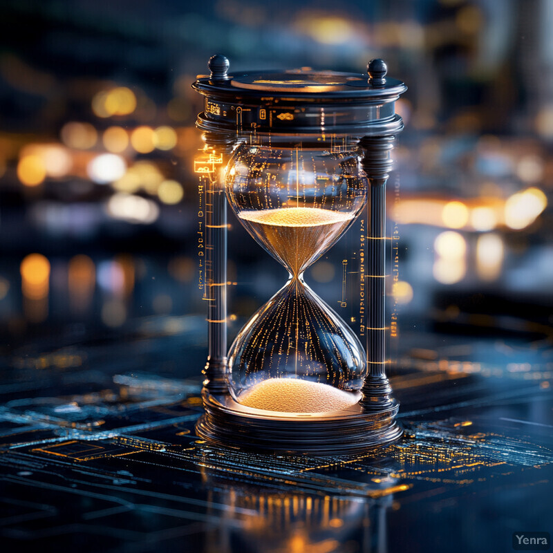 An hourglass with sand flowing through it