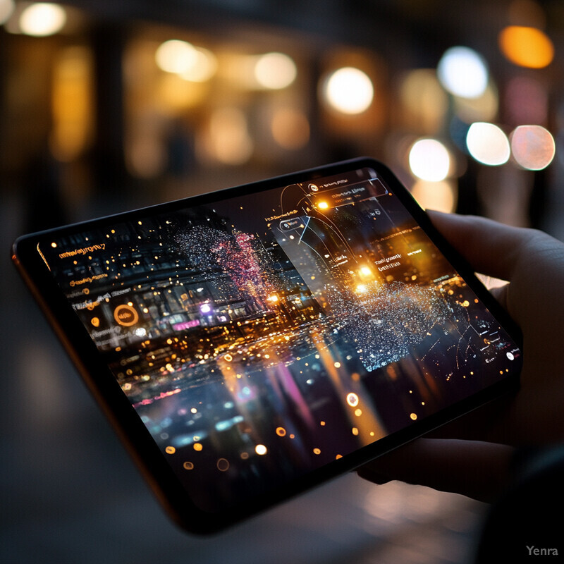 A person holding a smartphone with a city map on the screen in an urban setting.