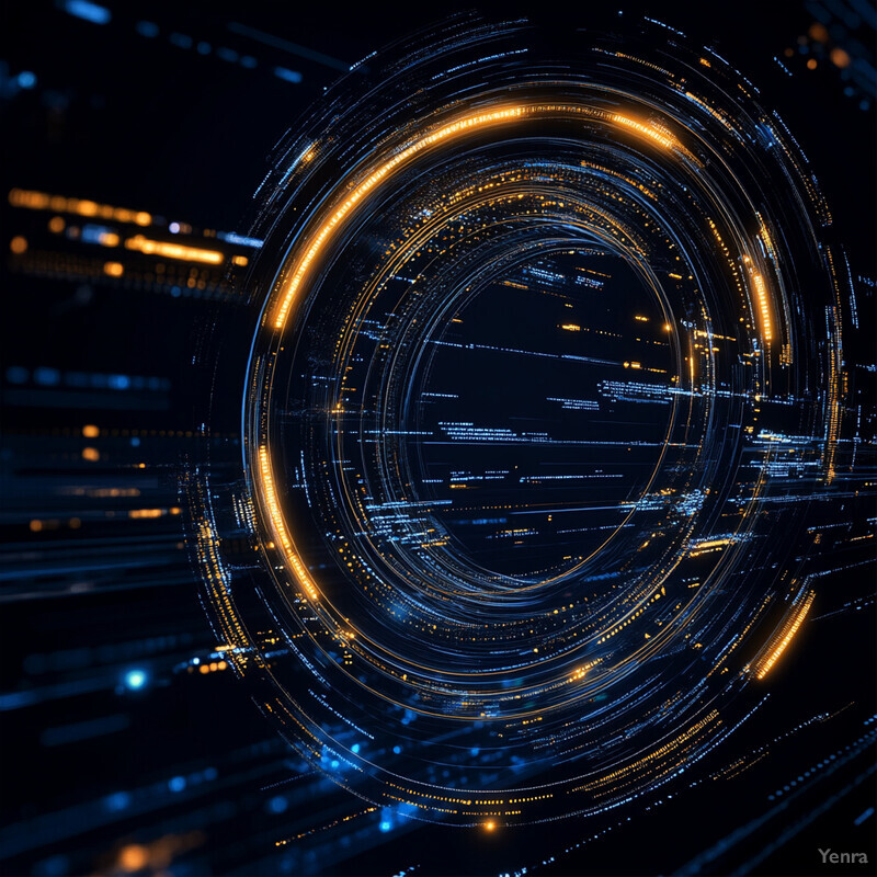 The image represents continuous improvement through feedback loops using a futuristic and technological visual language.